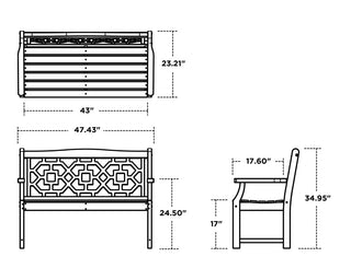 Chinoiserie 48" Garden Bench