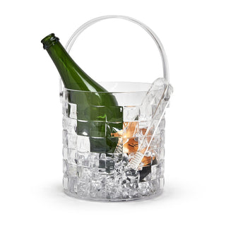 Cube Acrylic Ice Bucket w/Tongs