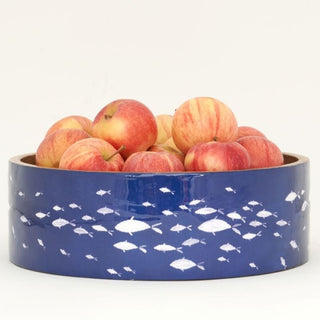School of Fish Enamel Wooden Bowl