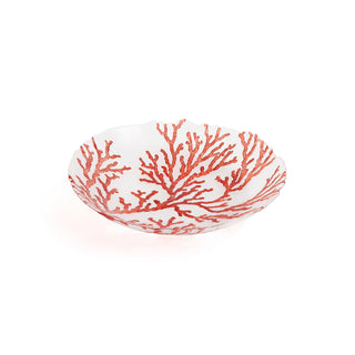 13" Glass Coral Design Bowl